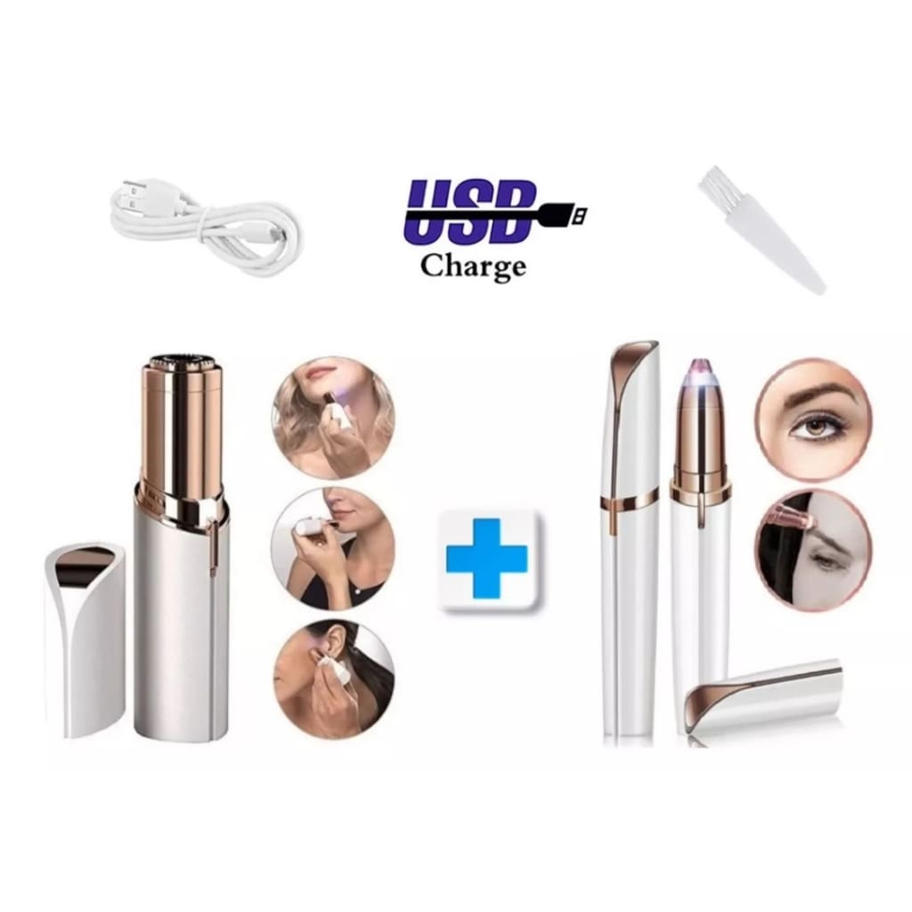 Depilador de Sombrancelha Buço Nariz Orelha Rosto Facial Elétrico Tira Pelos USB Recarregável Profissional Portátil
