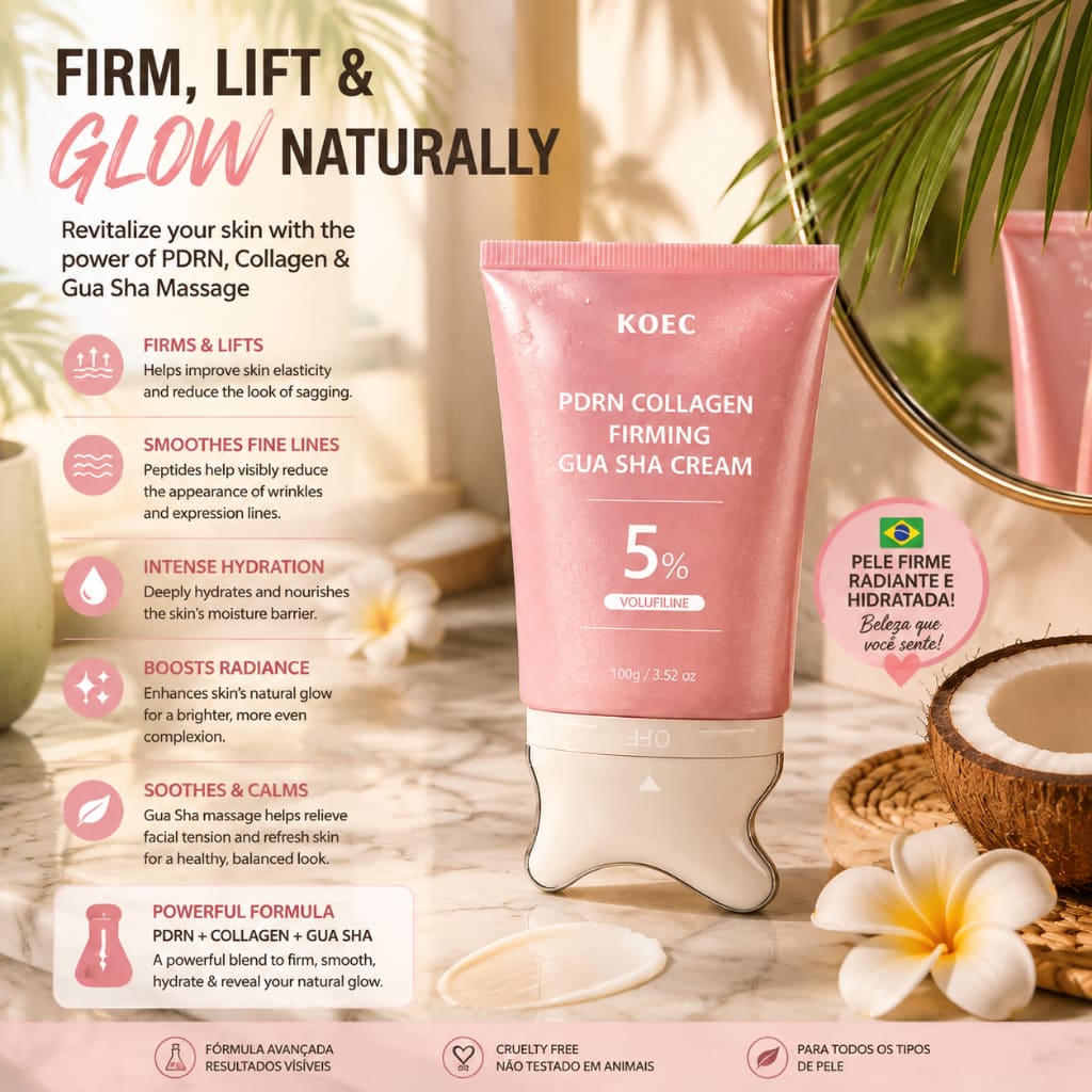 Colágeno Salmão Gua Sha Creme Facial Pescoço 100g PDRN