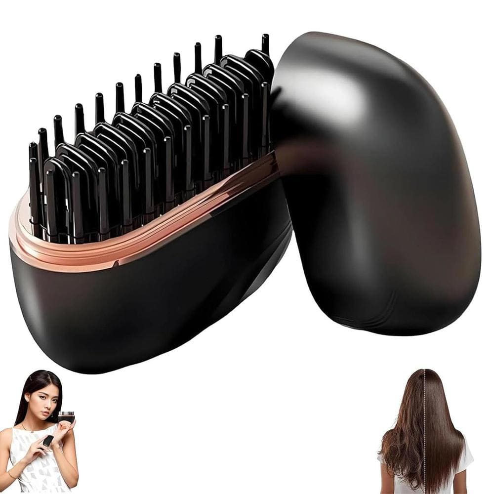 Mini Pente Alisador De Cabelo Encaracolado Sem Fio 2 Em 1 , Controle De Temperatura De 3 Velocidades , Escova De Estilo